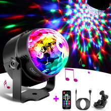 Disco Lights, OMERIL Sound Activated Disco Ball Lights with 4M/13ft USB Power Cable, 3W RGB Party Lights with Remote Control for Kids Birthday