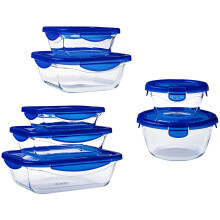 Set mit 7 Aufbewahrungsboxen - PYREX - Cook & Go - Glas - Wasserdichter Deckel