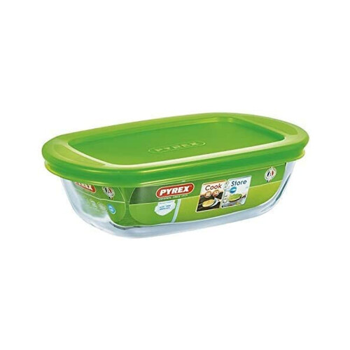 Pyrex Pyrex Microwave Safe Classic Rectangular Glass Dish 350ml Green