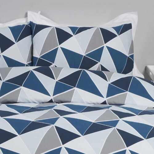 (Double) Triangular Geometric Patterened Bedding Set Leo Navy Duvet Cover Set 1