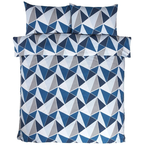 (Double) Triangular Geometric Patterened Bedding Set Leo Navy Duvet Cover Set 2