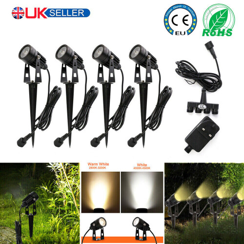 Garden Spotlights Mains Powered, B-right 4-in-1 LED Garden Lights 12V Low Voltage IP65 Waterproof Outdoor Garden Spike Lights