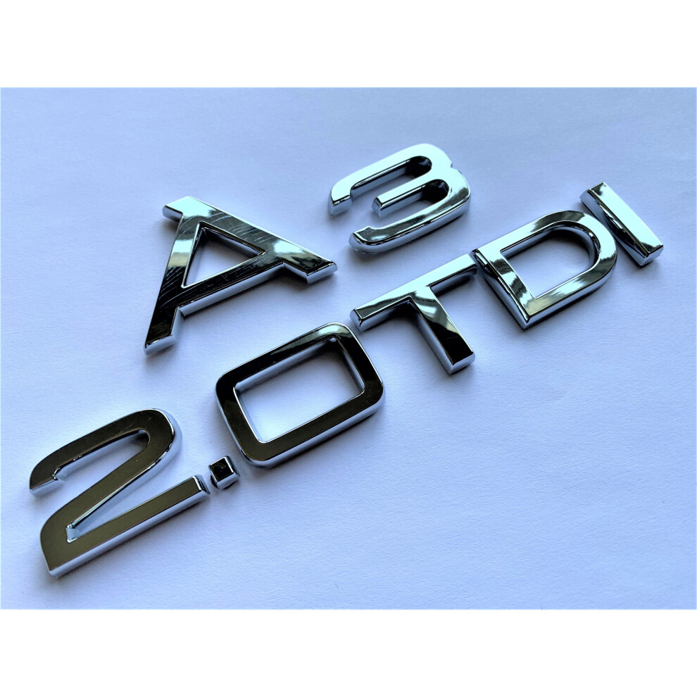 Chrome A3 2.0Tdi Tdi Badge Rear Boot Trunk Fits Audi A3 Models 5060655320309