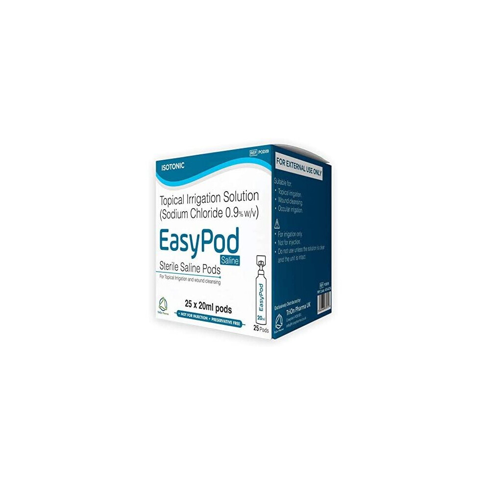 Easypod Sterile Saline Pods Eye Wash Wound Cleansing Topical Irrigation 25 X 20Ml