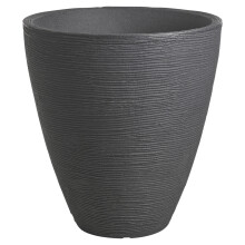 (Charcoal , x1) Round Plastic Ribbed Plant Flower Planter Pots Set