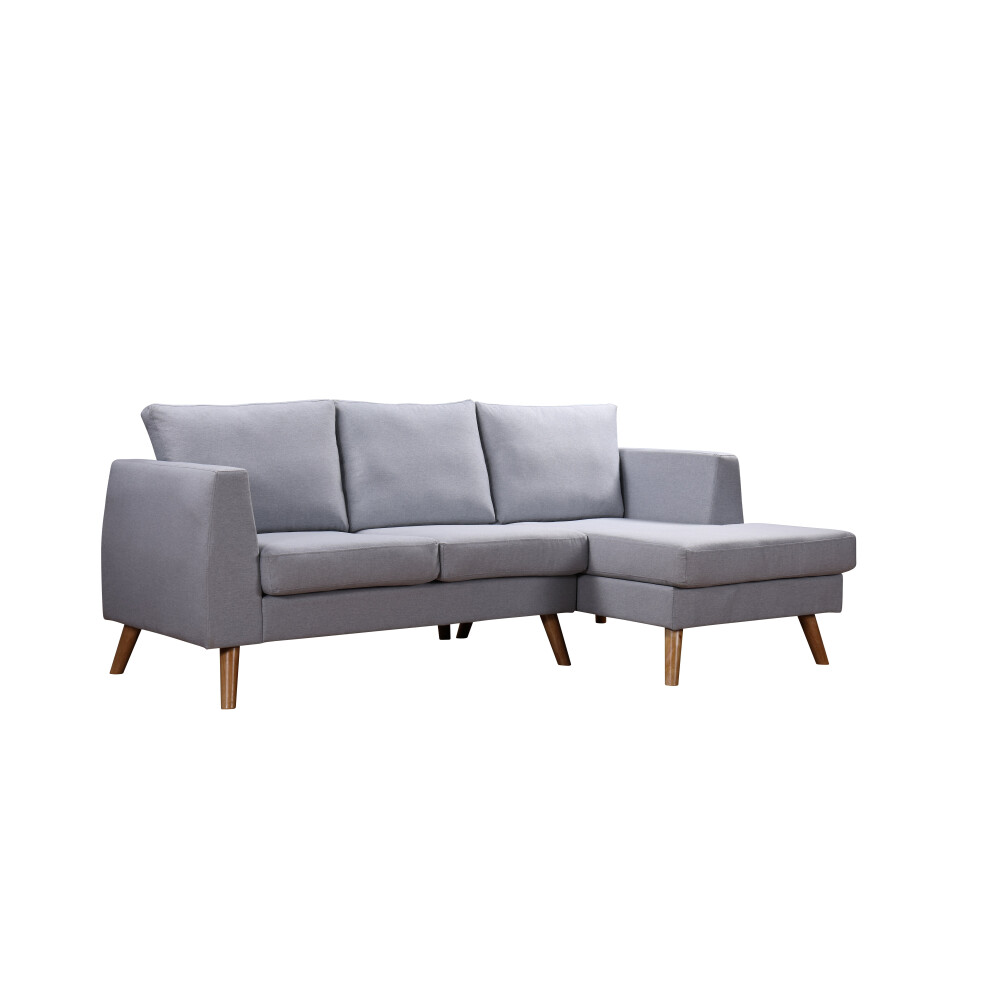 Ewan L-Shaped Corner Sofa in Grey Fabric - Right Hand Chaise