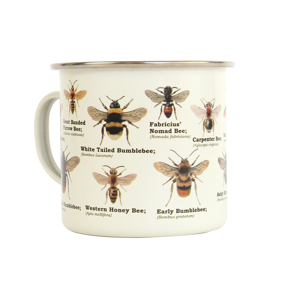 Gift Republic Bee Design Enamel Mug 500ml Coffee Cup