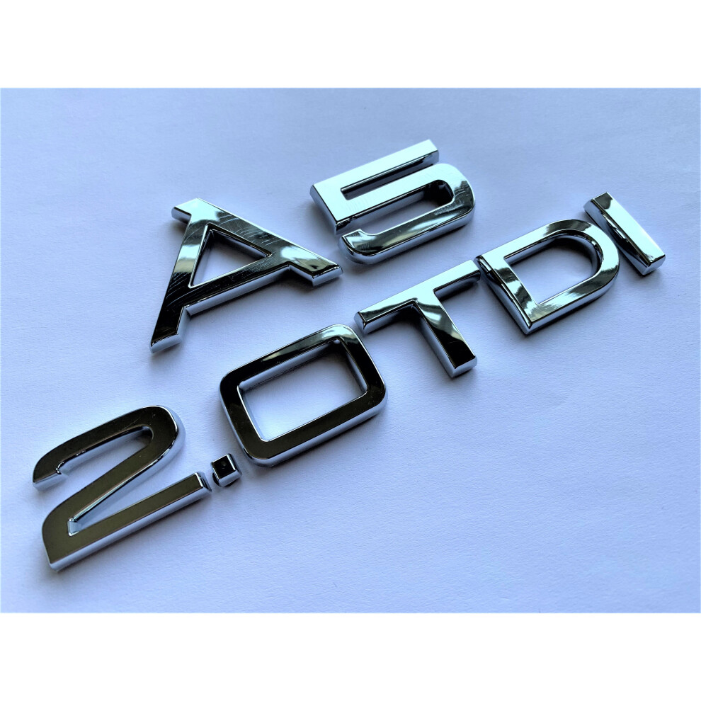 Chrome A5 2.0Tdi Tdi Badge Rear Boot Trunk Fits Audi A5 Models 5060655320323