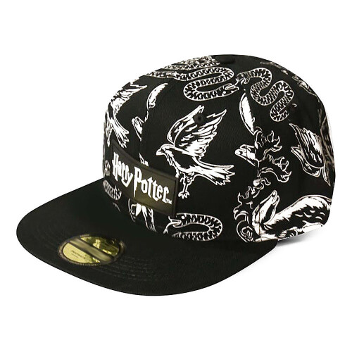Harry Potter Harry Potter Wizards Unite Logo and Hogwarts Houses Symbols All-Over Print Snapback Baseball Cap