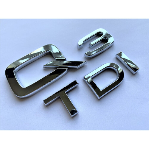 CHROME Q3 TDI BADGE REAR BOOT TRUNK FITS AUDI Q3 MODELS