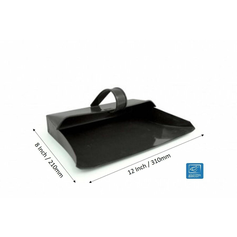 Traditional Large Metal Dustpan Hooded Design w/ Handle 12 Inch /310mm