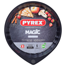 Pyrex Magic Metal Flan Pan Non Stick Coating Easy Grip 30cm Black