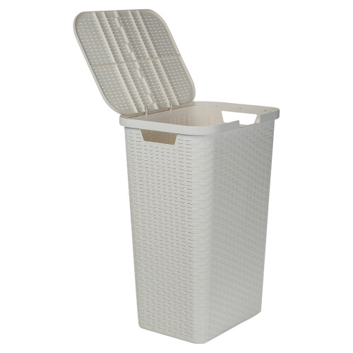 URBN Living (White) 60L Large Plastic Rattan Laundry Bin Basket Hamper 2