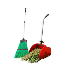 103676: Long-Handled Dustpan & Brush Set - Large Dustpan with Telescopic Handle & Stiff Yard Brush for Garden & Patio Cleanup