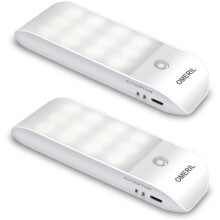 (Series1-Packs 2) OMERIL Motion Sensor Light Cupboard Night Light, USB Rechargeable Battery Powered Light