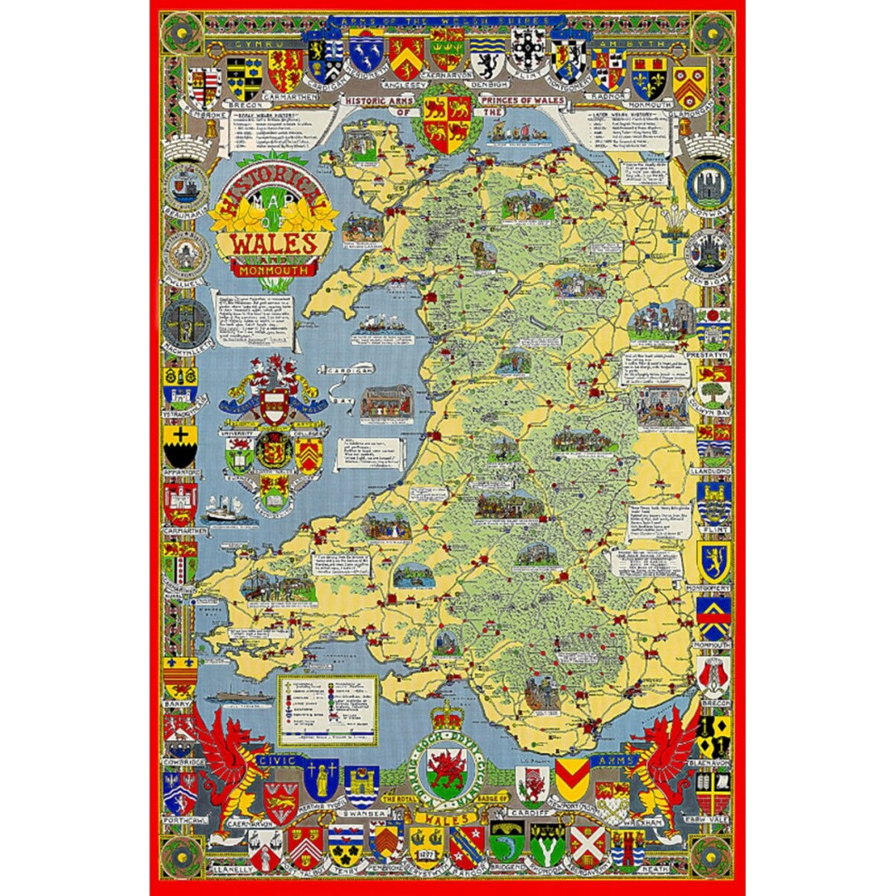 Historical Map of Wales & Monmouth 1000 Piece Jigsaw Puzzle