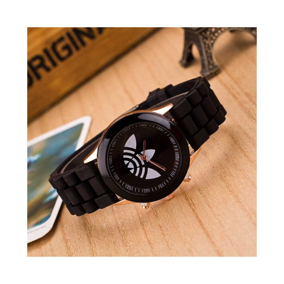 (Black) Fashion Candy Color Silicone Jelly Watchh For Women