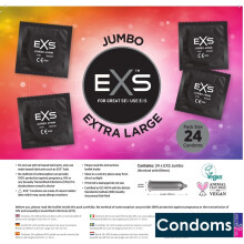 24 x Exs Jumbo Extra Large Size Condoms | Nominal Width 69mm | Length: 221mm |