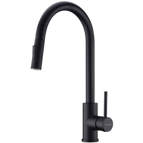 WENKEN Kitchen Tap, Matte Black Kitchen Mixer Tap, Solid Brass Kitchen ...