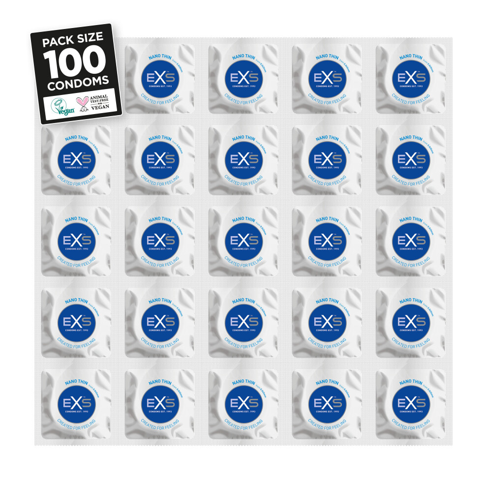 100 X Exs Nano Thin Condoms | Vegan Condoms | 0.045 Mm Thickness Sensitive