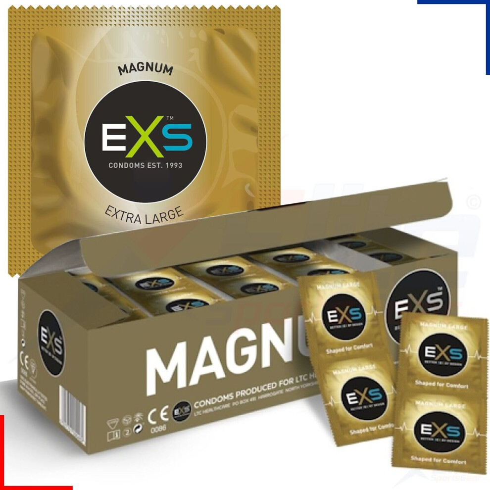 144 x Exs Magnum Extra Large Condoms | Vegan Condoms | 60mm Width 212mm Length