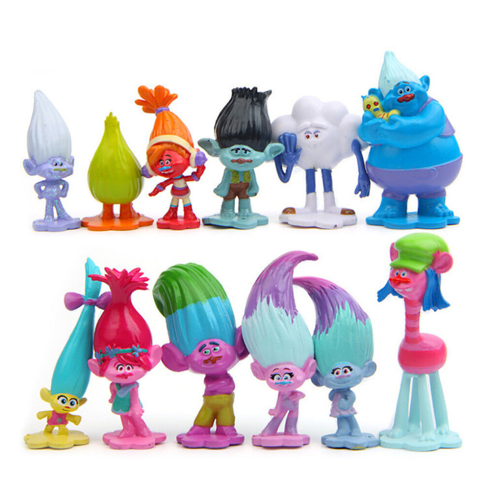 12pcs Figure Set Trolls Poppy Blanch Toy Doll Anime Collection