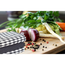 (Black, Pack of 2) Mono Check Terry Tea Towels Pack 100% Cotton Kitchen Towel