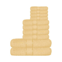 (Cream) 10 Piece Luxury Towel Bale Set 100% Pure Cotton Bath Towels Facecloth Hand Towel