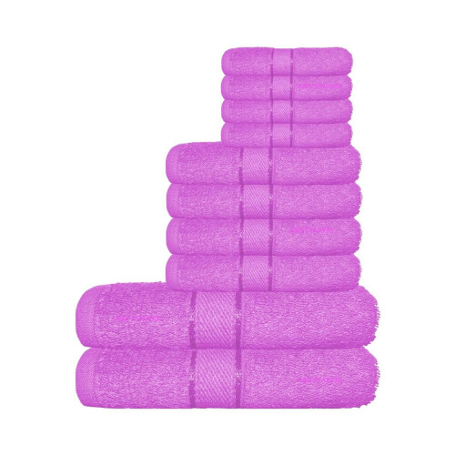 (Pink) 10 Piece Luxury Towel Bale Set 100% Pure Cotton Bath Towels Facecloth Hand Towel on OnBuy