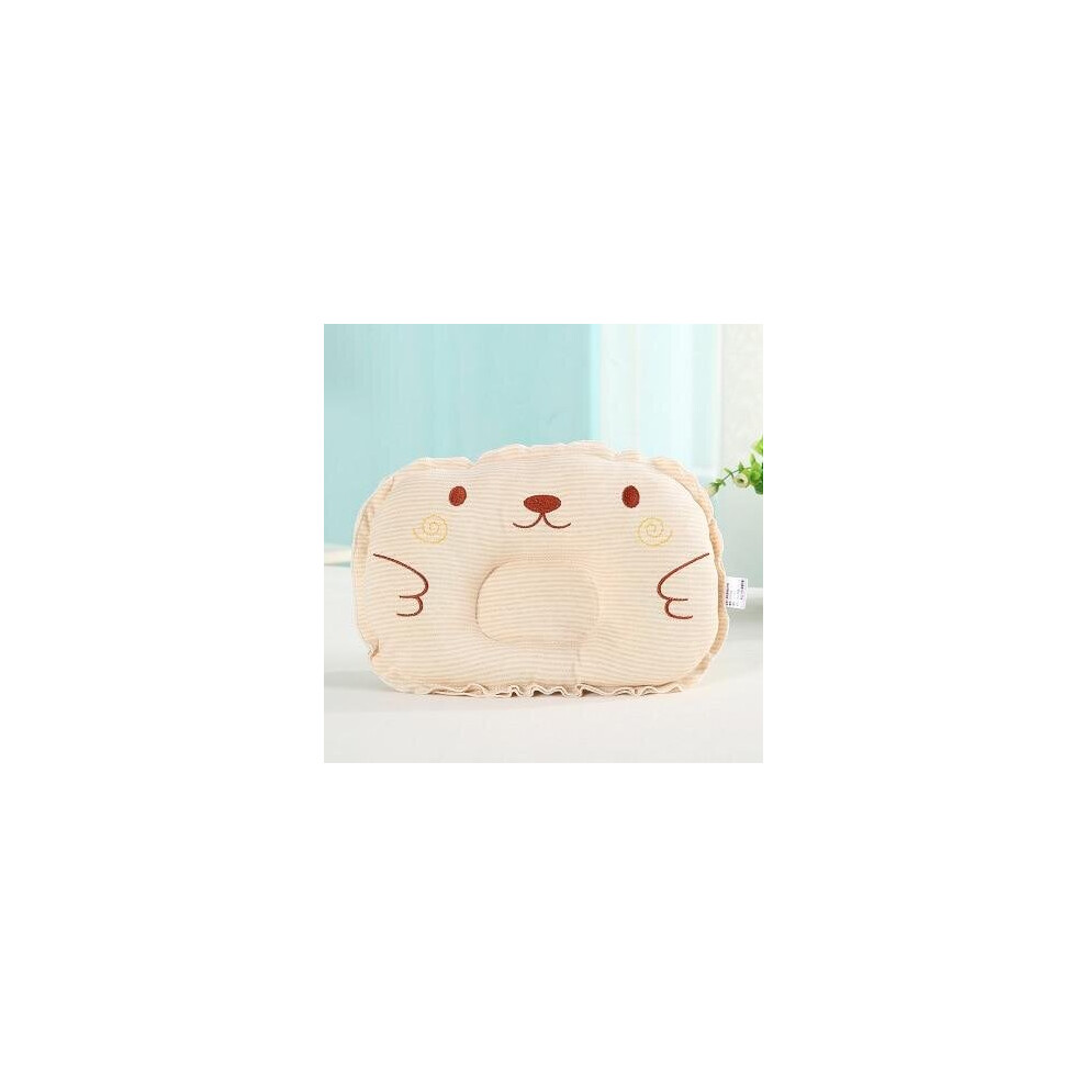 (Beige) Newborn Toddler Infant Baby Anti Roll Sleep Pillow, Babies Positioner Prevent, Flat Head Cushion, Lovely Cute Pillows
