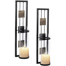 Shelving Solution Wall Sconce Candle Holder Metal Wall Decorations for Living Room, Bathroom, Dining Room, Set of 2