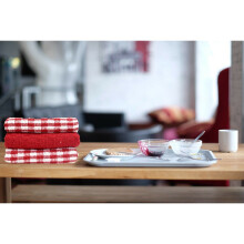 (Red, Pack of 6) Mono Check Terry Tea Towels Pack 100% Cotton Kitchen Towel