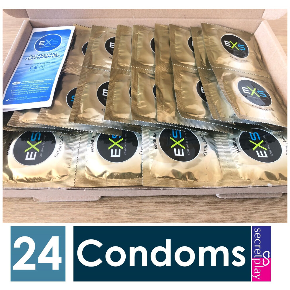 24 x Exs Magnum Extra Large Condoms | Vegan Condoms | 60mm Width 212mm Length