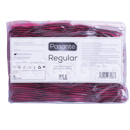 Pasante 144 x Pasante Regular Condoms | Comfort Feeling | Nominal 54mm Width | CE Kite