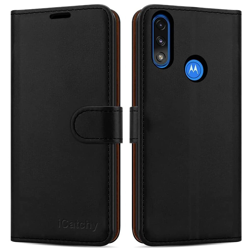 (Black) For Motorola Moto E7i Power Leather Wallet Case Black 5056298009015