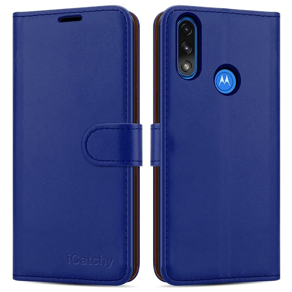 (Blue) For Motorola Moto E7i Power Leather Wallet Case Blue 5056298009022