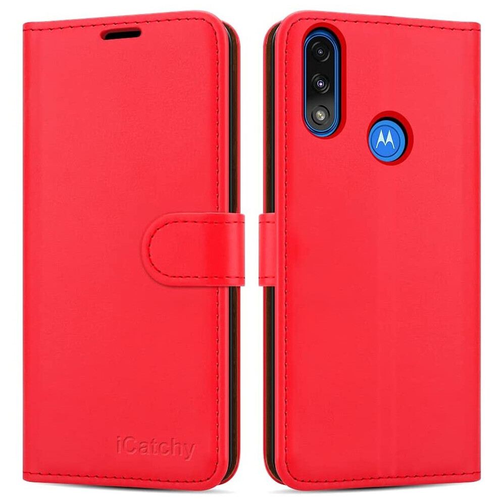 (Red) For Motorola Moto E7i Power Leather Wallet Case Red 5056298009046