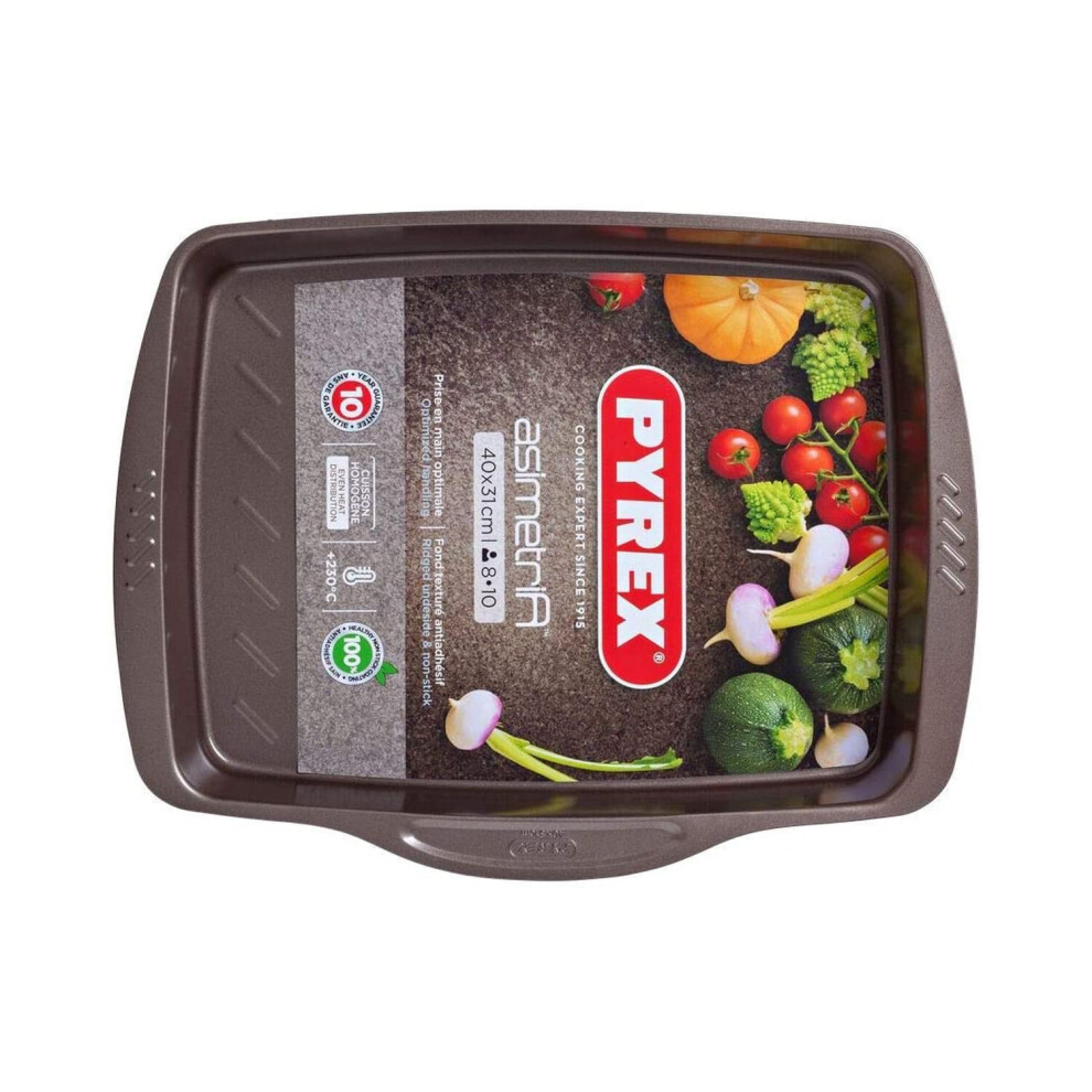 Pyrex AsimetriA Rectangular Roaster Easy Grip Non Stick 40cm Brown-image-OPC-P79RKF6-NEW