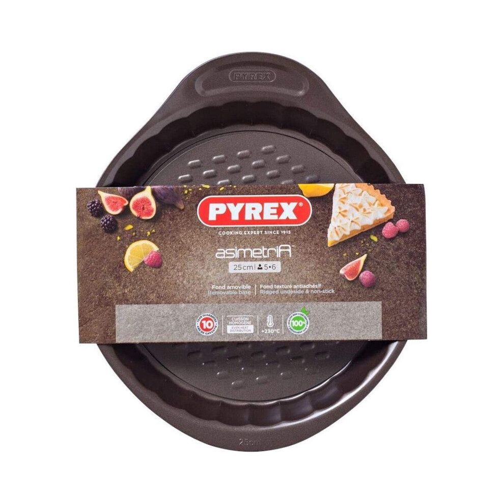 Pyrex Asimetria Flan Pan With Loose Base Easy Grip Non Stick 25Cm