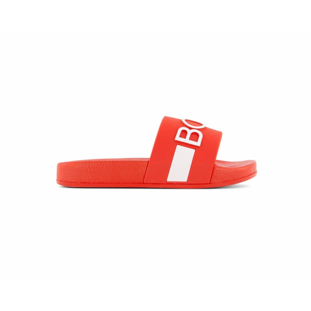 (UK 6.5 / EU 40) Hugo Boss Kids J29246 997 Logo Slider Red
