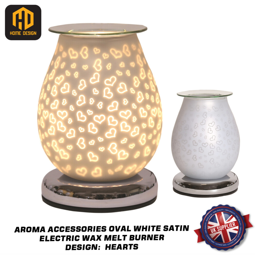 Aroma Accessories White Satin Small Heart Electric Wax Melt Burner