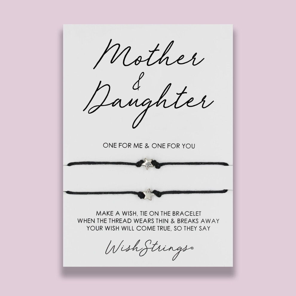 Mother & Daughter Wish String Bracelet Duo With Charms Sentimental Gift