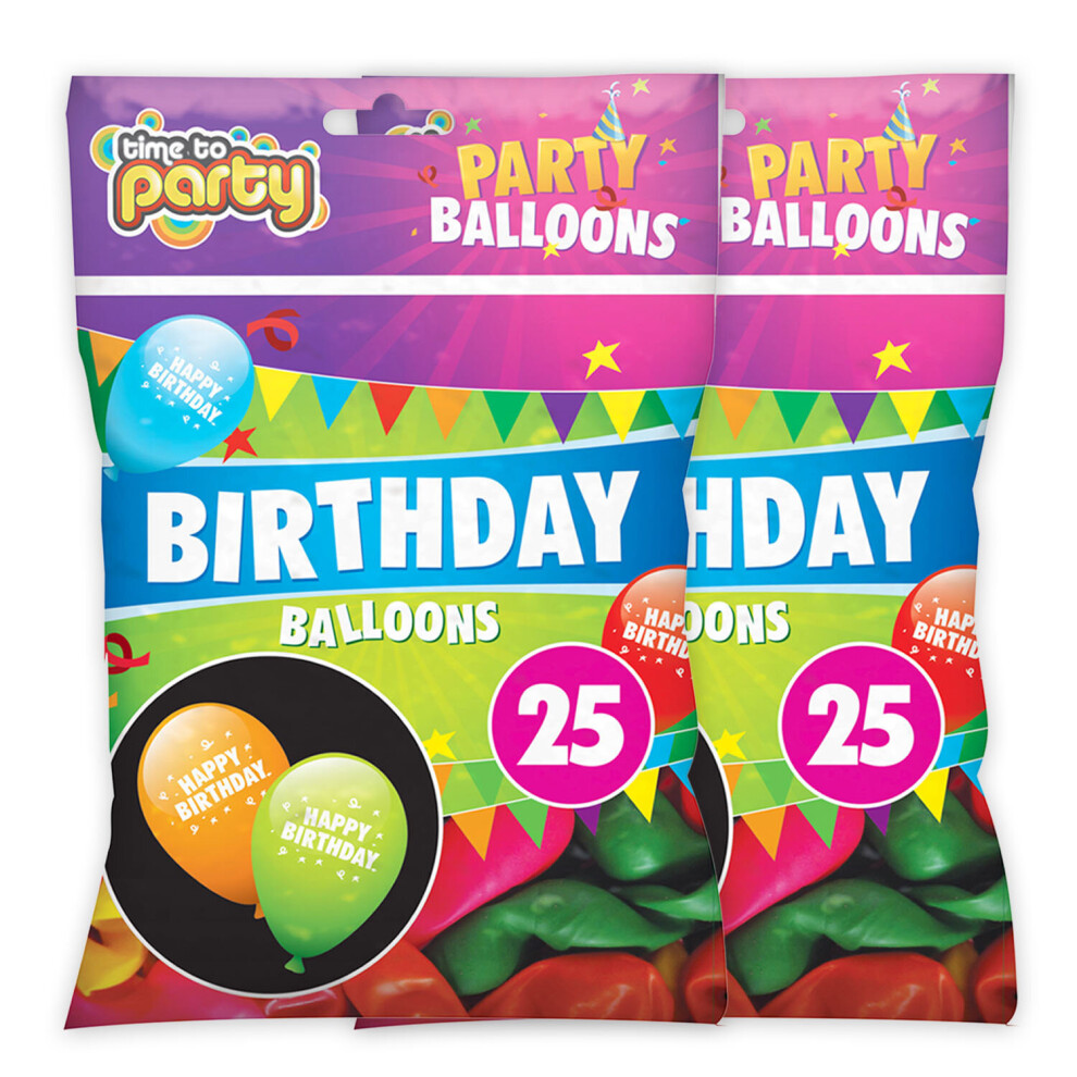 (50pk) 25 / 50 Latex Happy Birthday Balloons Party