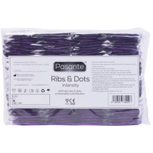Pasante Intensity Ribs & Dots Condoms - Pack of 144 - Teat-Ended, 52mm, 65 microns, Odour Masker, CE & Kite Mark