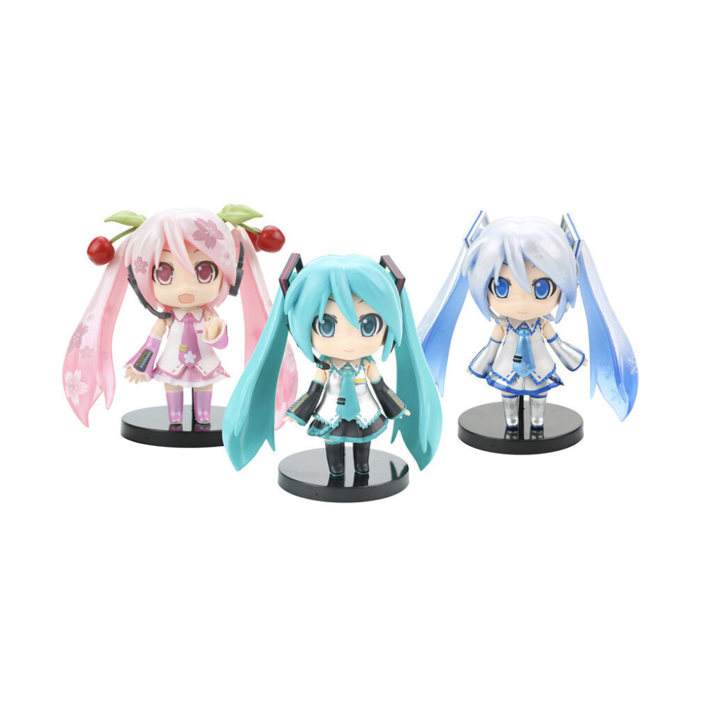 3pcs Hatsune Miku Figure Toy Cute Anime Doll Model