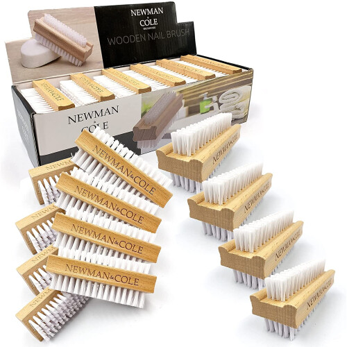 Double-sided Wooden Nail Scrubbing Brush - 12 Pcs