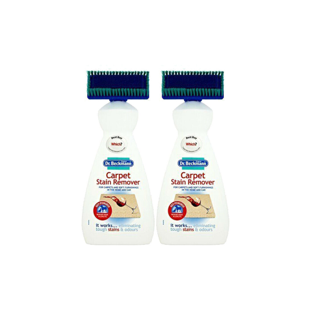 2 x Dr Beckmann Carpet Stain Remover Upholstery Cleaner with Cleaning Brush 650 ml