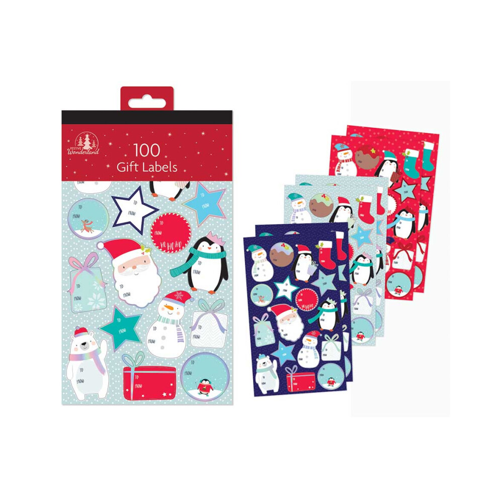 100 Christmas Gift Tag Labels - Cute Designs