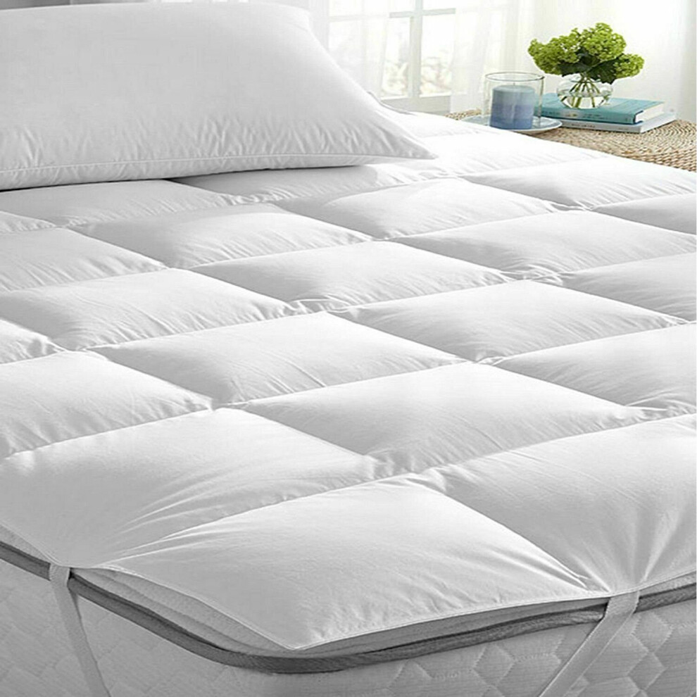 (5cm Microfiber Mattress Topper (Double)) Luxury Microfiber Mattress Topper 5cm Thick Super Soft Elegant Box Stitched in All Sizes