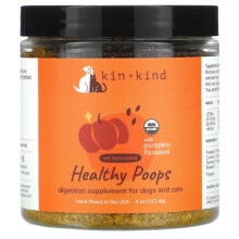 Kin+Kind, Healthy Poops with Pumpkin Flaxseed, Dogs & Cats, 113.4g